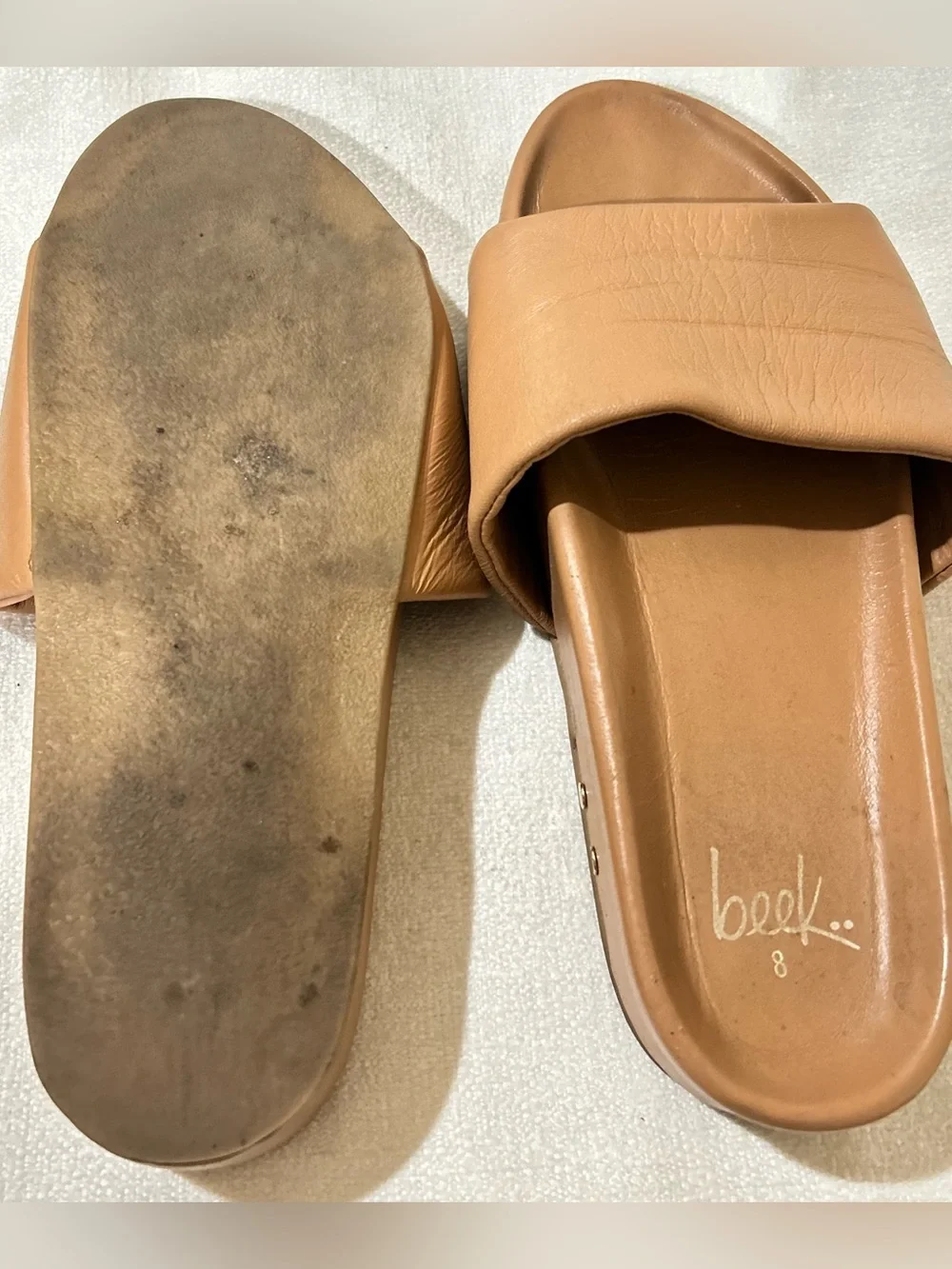Beek Pelican Leather Platform Sandal SIZE:8